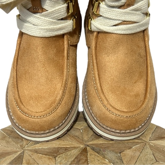 CAT & JACK Herbie Booties Cognac sz 8 Toddler‎ Faux Suede Fur Shearling Hiking - Picture 4 of 8